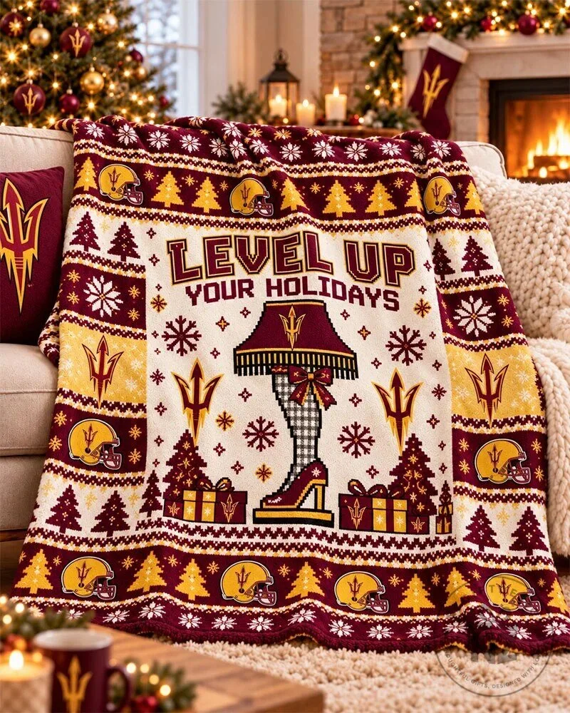 Arizona State Sun Devils Level Up Your Holidays Christmas Knitted Blanket