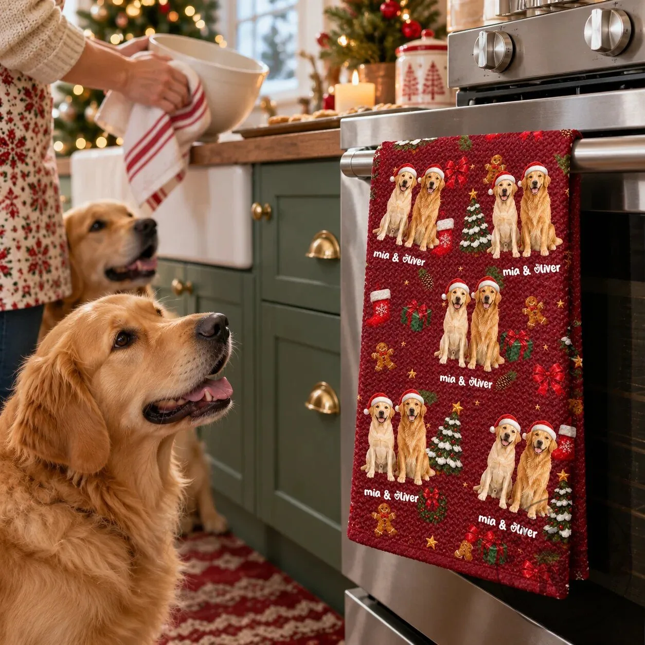Personalized Christmas Corgi Dog Photo Festive Pattern Kitchen Towel 11 Personalized Christmas Corgi Dog Photo Festive Pattern Kitchen Towel
