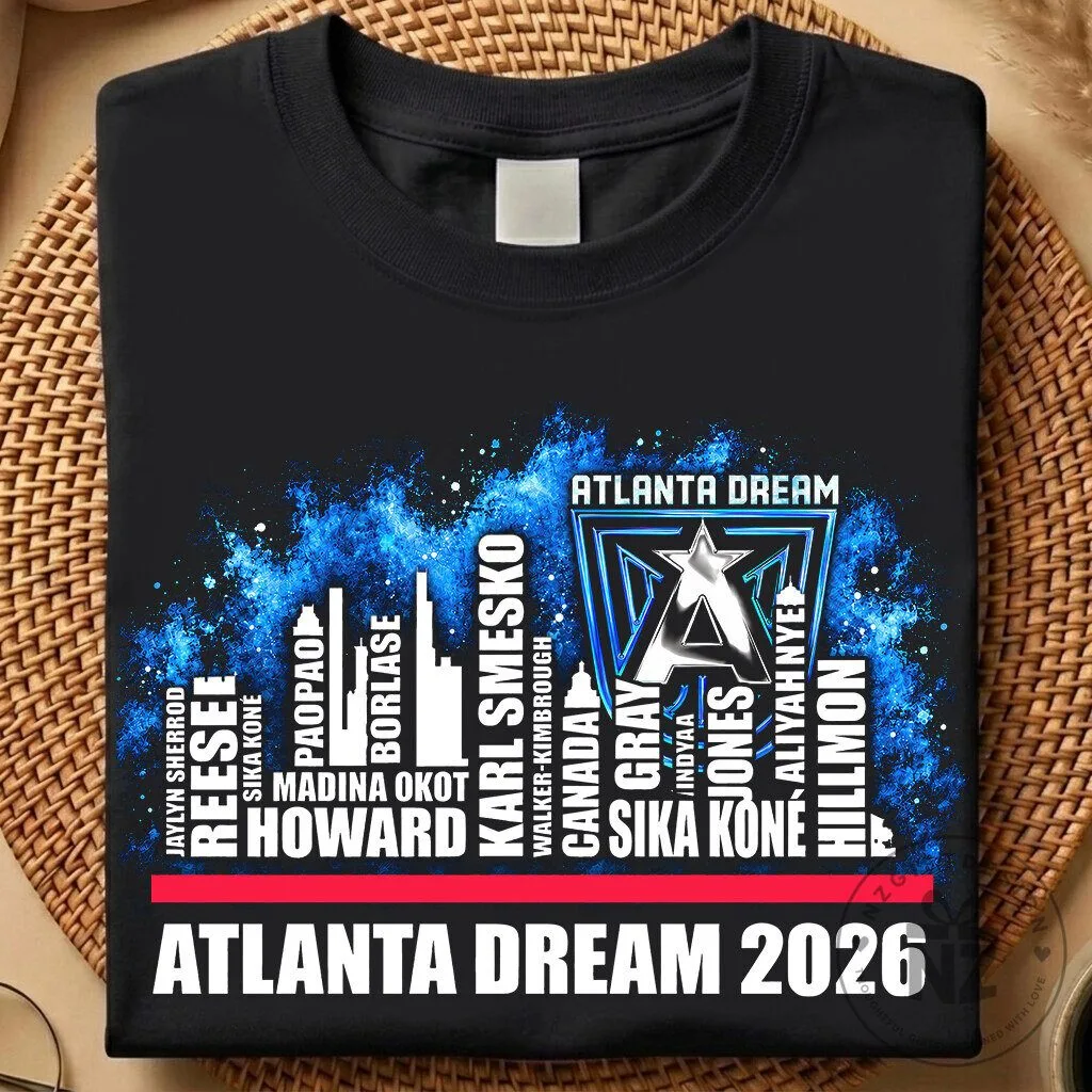 Atlanta Dream 2026 WNBA Basketball Team Roster Black T-Shirt