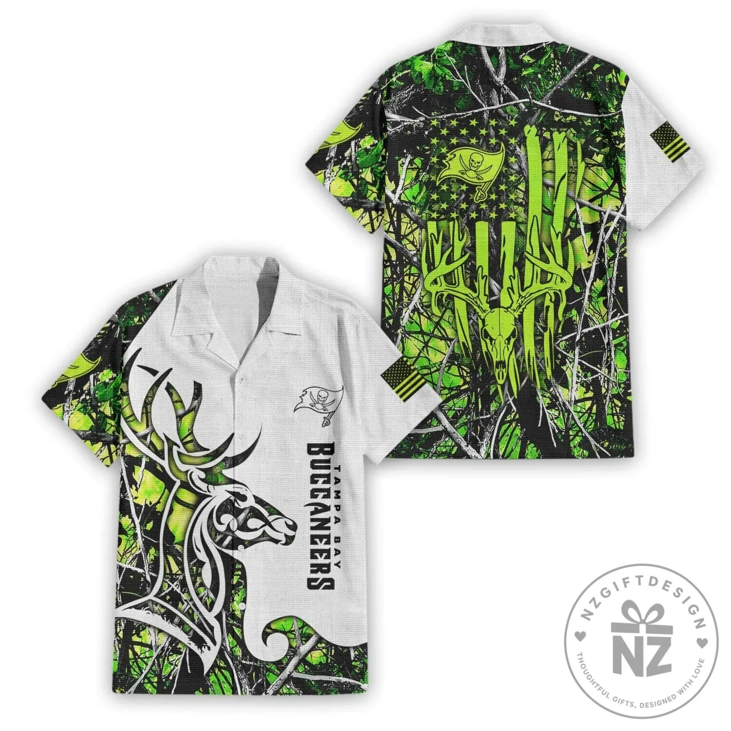 Tampa Bay Buccaneers Hunting Deer Skull Camouflage Hawaiian Shirt