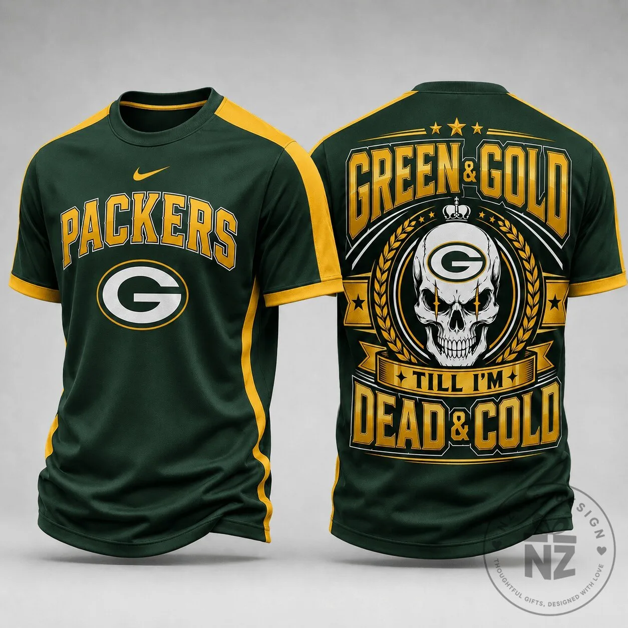 Green Bay Packers NFL Fan Shirt – Till I’m Dead and Cold Skull T-Shirt