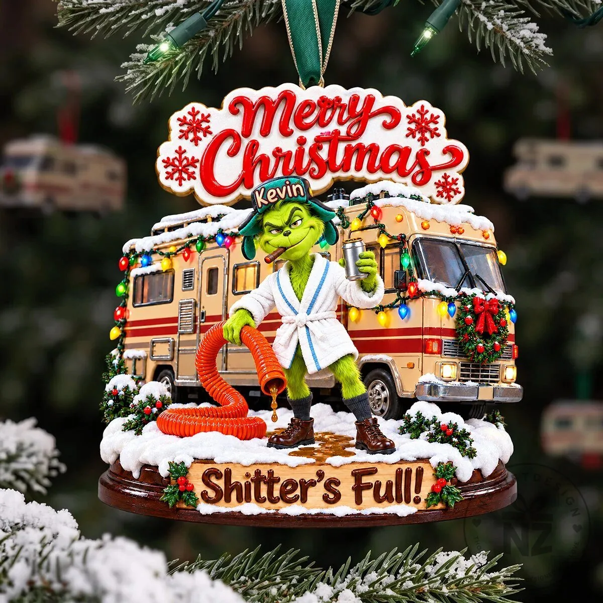 Grinch Shitter's Full Merry Christmas RV Camper Holiday Ornament 8 Grinch Shitter