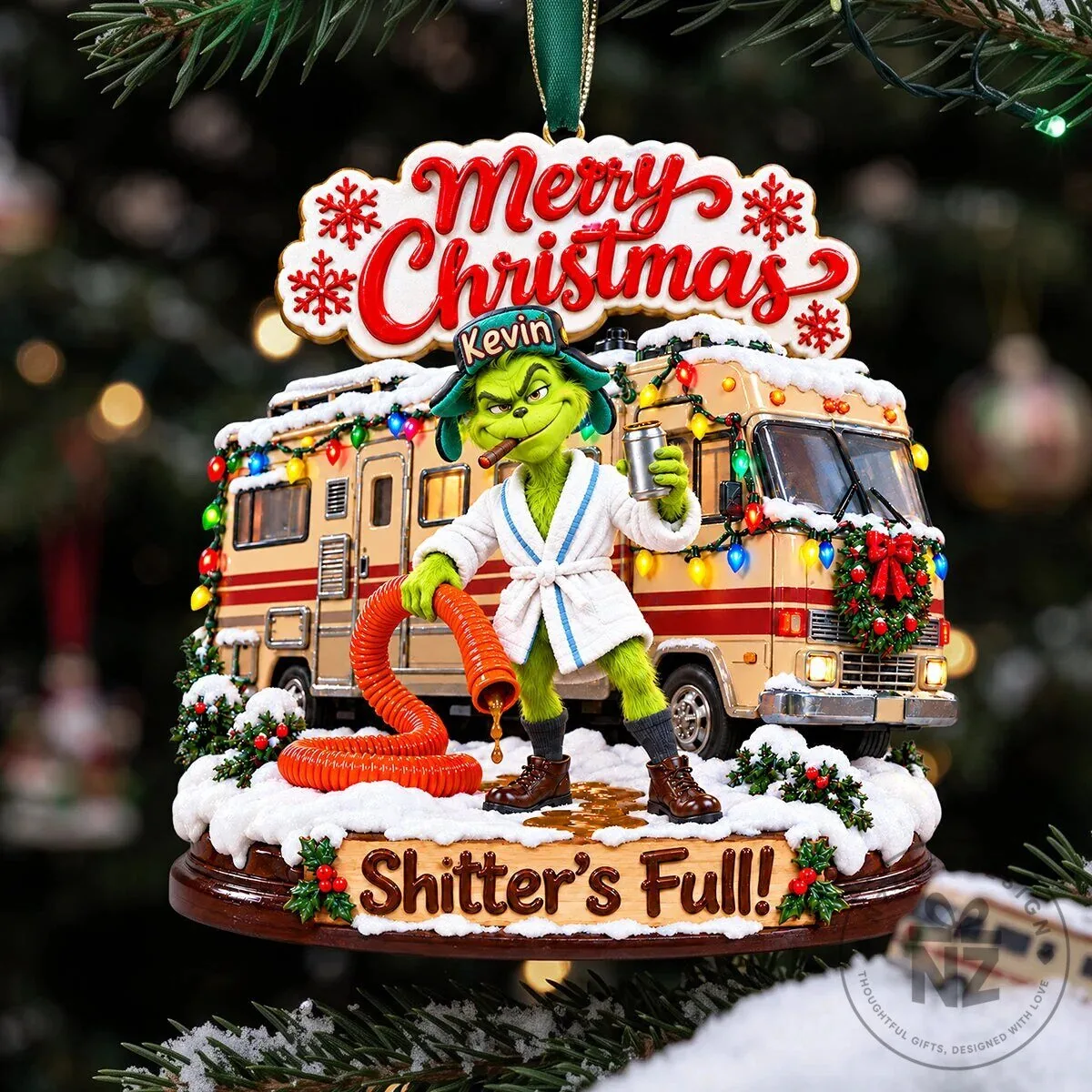 Grinch Shitter's Full Merry Christmas RV Camper Holiday Ornament 10 Grinch Shitter