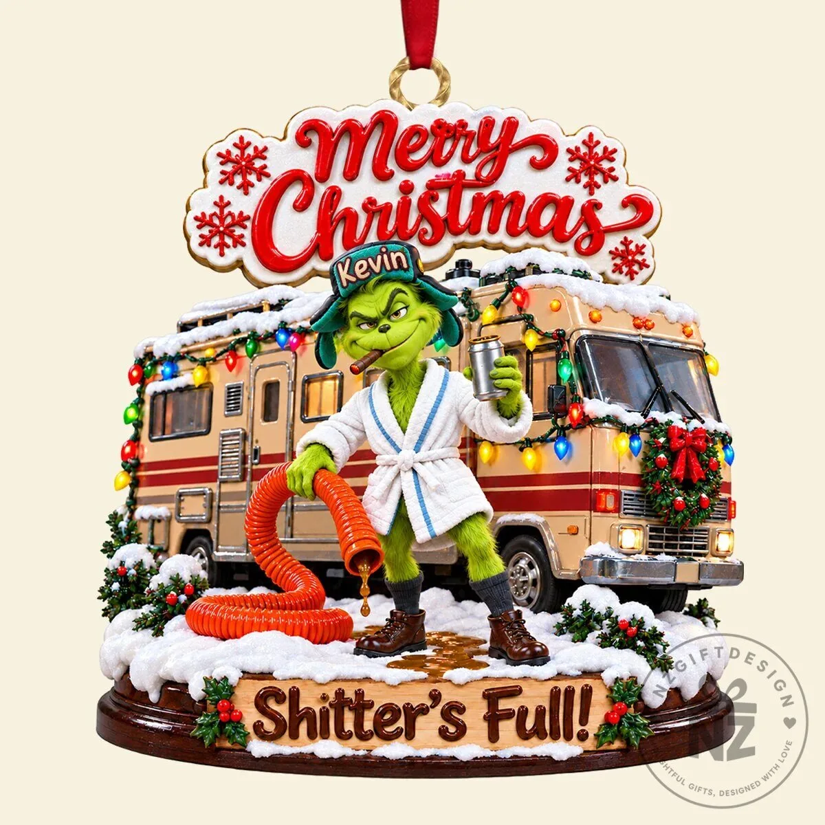 Grinch Shitter's Full Merry Christmas RV Camper Holiday Ornament 11 Grinch Shitter