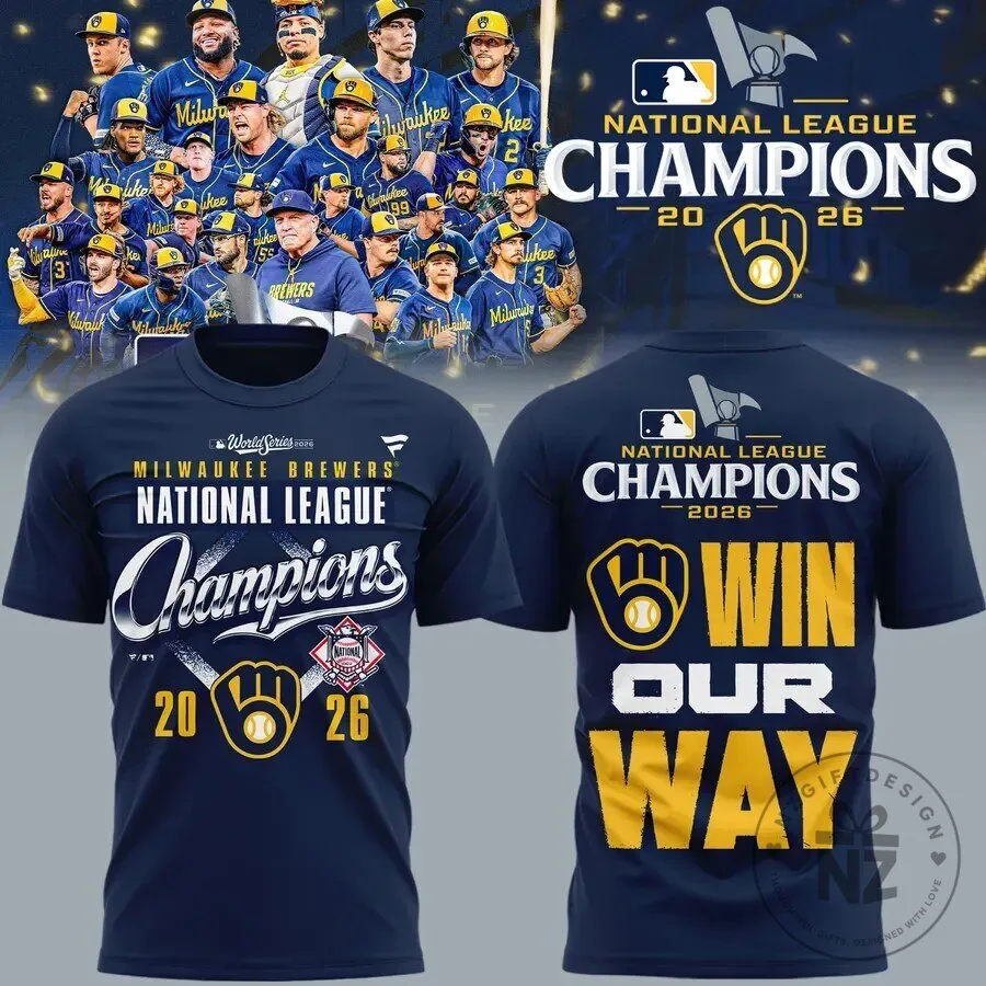 2026 Baseball Fan T-Shirt for Milwaukee Brewers National League Champions