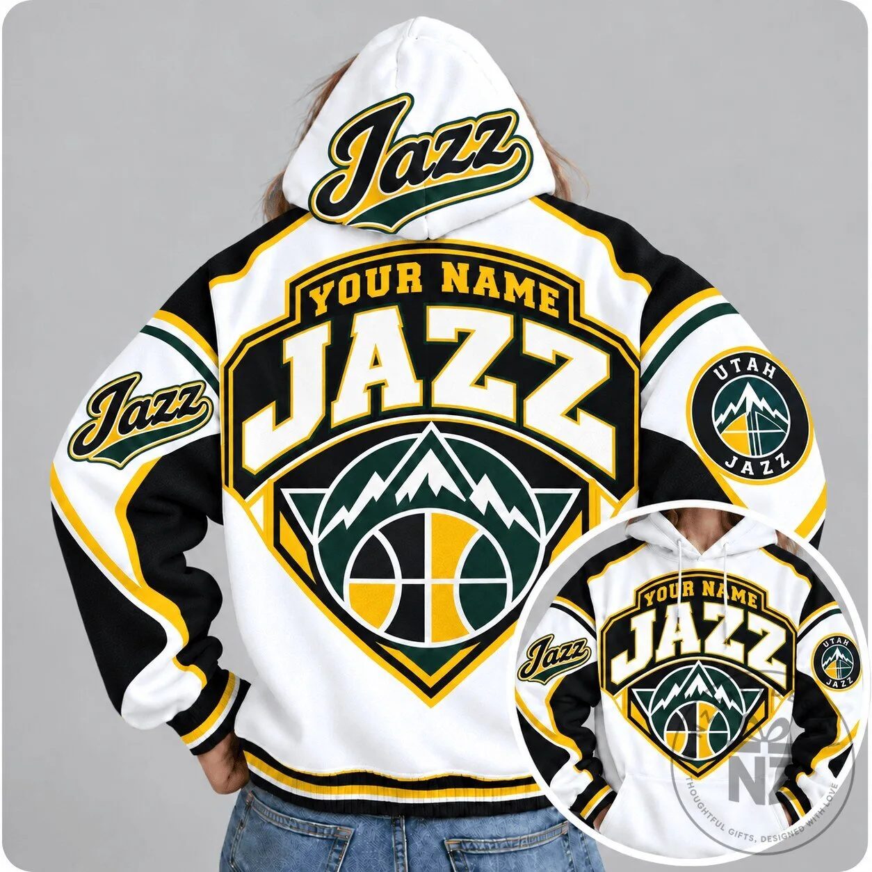 Utah Jazz Personalized Basketball Fan Hoodie