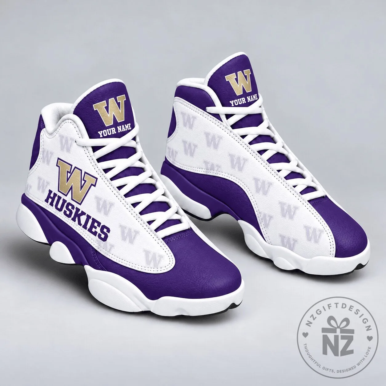 Washington Huskies Personalized High Top Sneakers 2 Washington Huskies Personalized High Top Sneakers