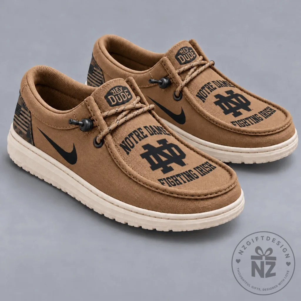 Notre Dame Fighting Irish Custom Brown Casual Shoes - Comfortable Slip-On Sneakers Notre Dame Fighting Irish Custom Brown Casual Shoes - Comfortable Slip-On Sneakers