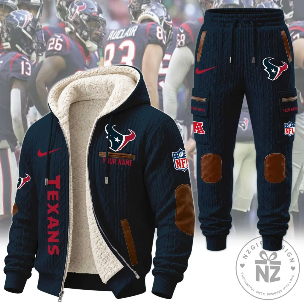 Houston Texans NFL Football Team Sherpa Lined Hooded Jacket