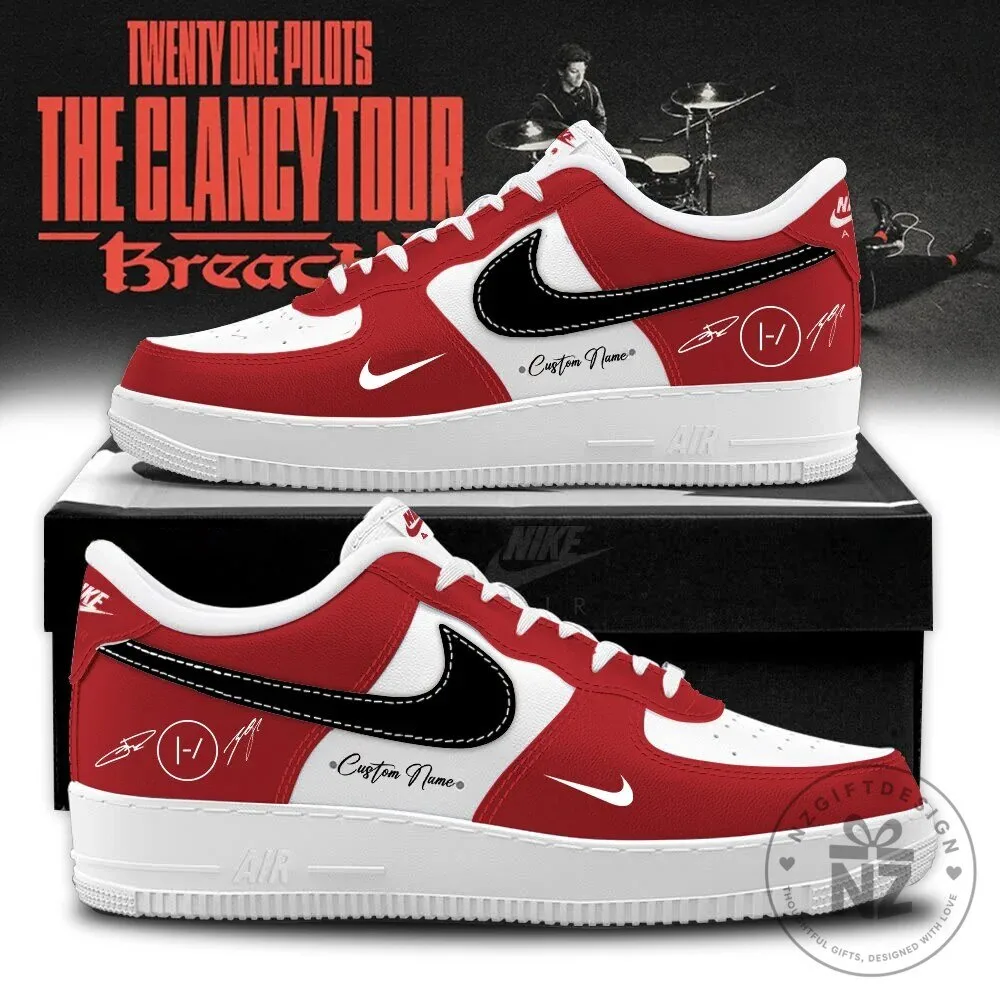 Twenty One Pilots The Clancy Tour Breach Red and White Custom Shoes