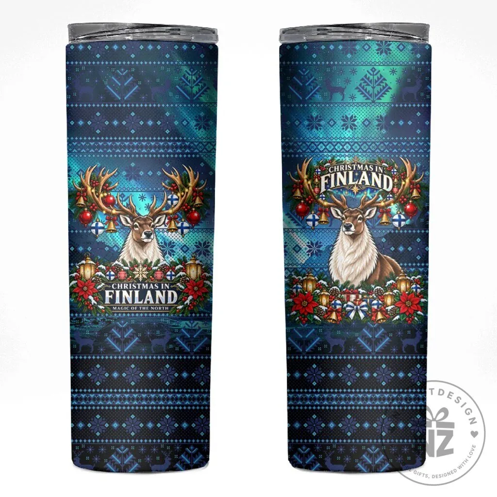 Christmas In Finland Nordic Winter Fair Isle Reindeer Pattern Tumbler 4 Christmas In Finland Nordic Winter Fair Isle Reindeer Pattern Tumbler