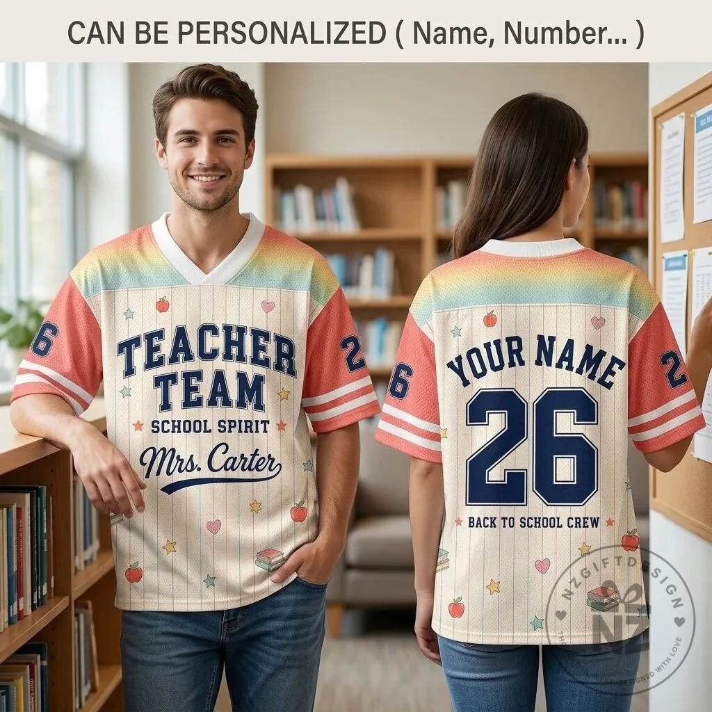Personalized Teacher Team School Spirit Custom Name Number Football Jersey 3 Personalized Teacher Team School Spirit Custom Name Number Football Jersey