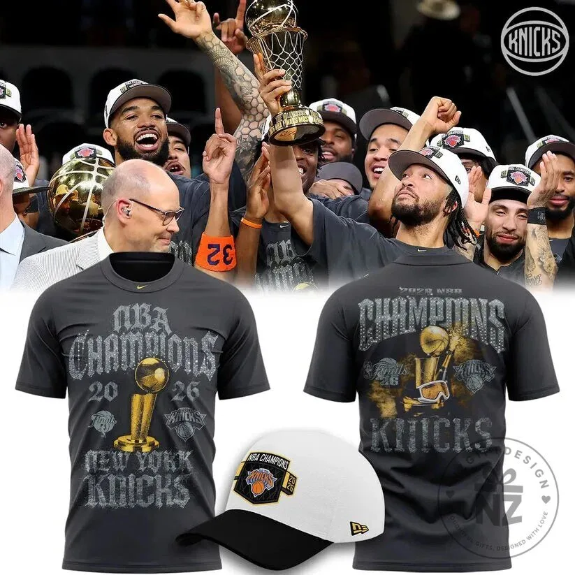 New York Knicks 2026 NBA Finals Champions Locker Room Gray T-Shirt