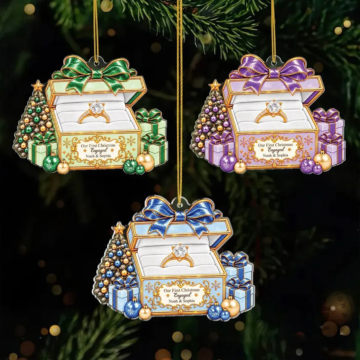 Our First Christmas Married Personalized Engagement Ring Box Ornament 11 Our First Christmas Married Personalized Engagement Ring Box Ornament