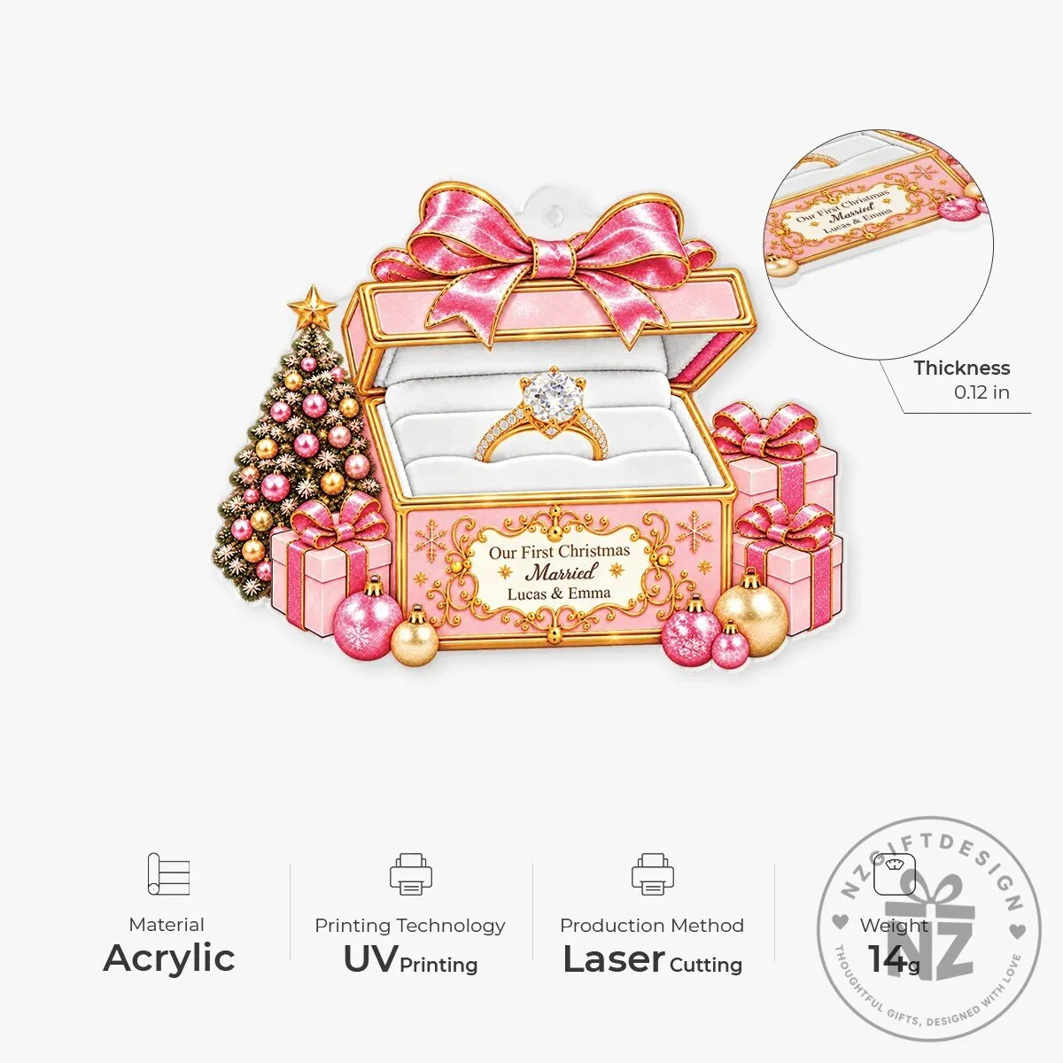 Our First Christmas Married Personalized Engagement Ring Box Ornament 12 Our First Christmas Married Personalized Engagement Ring Box Ornament