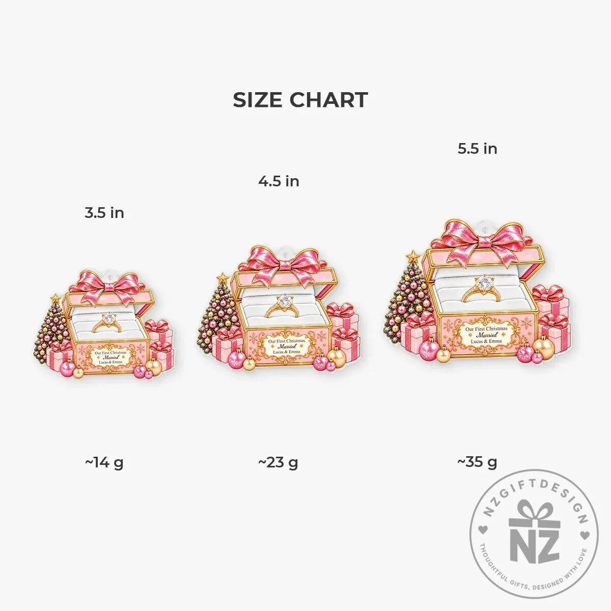 Our First Christmas Married Personalized Engagement Ring Box Ornament 13 Our First Christmas Married Personalized Engagement Ring Box Ornament