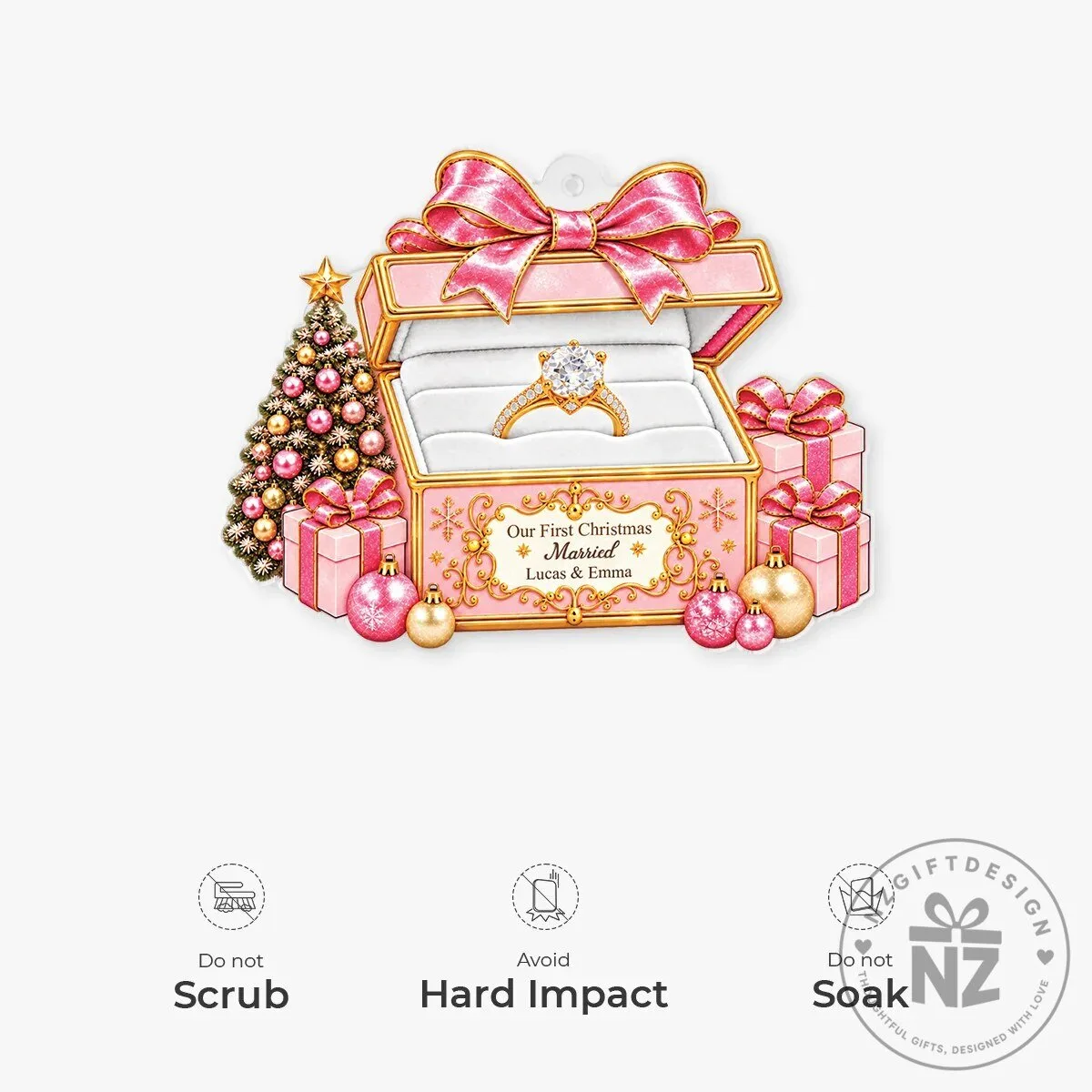 Our First Christmas Married Personalized Engagement Ring Box Ornament 14 Our First Christmas Married Personalized Engagement Ring Box Ornament