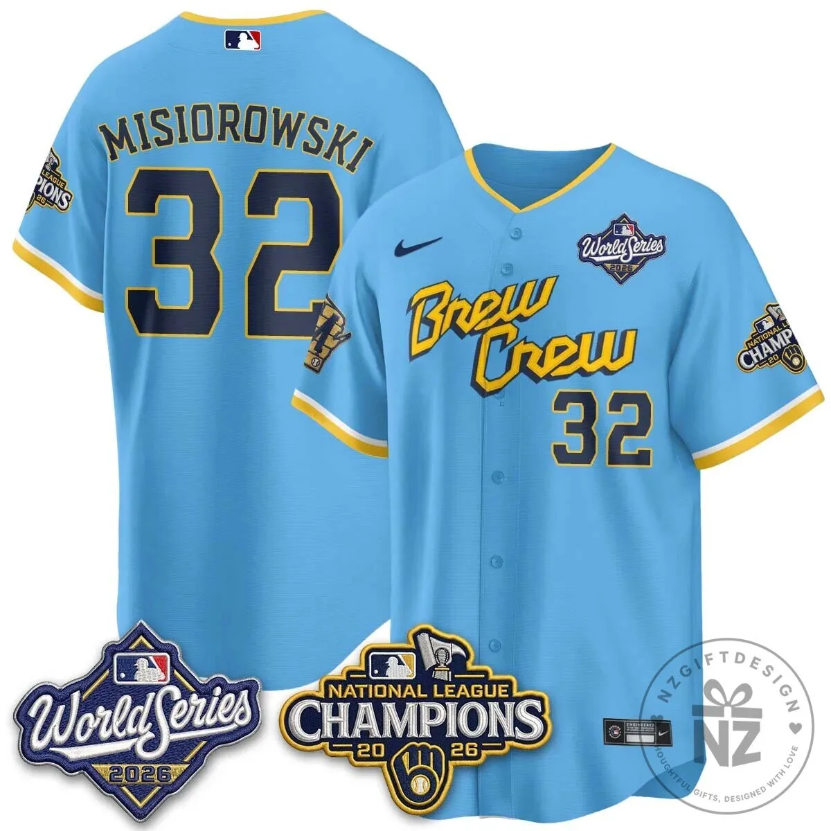 Milwaukee Brewers 2026 World Series National League Champions Baseball Jersey 68 Milwaukee Brewers 2026 World Series National League Champions Baseball Jersey