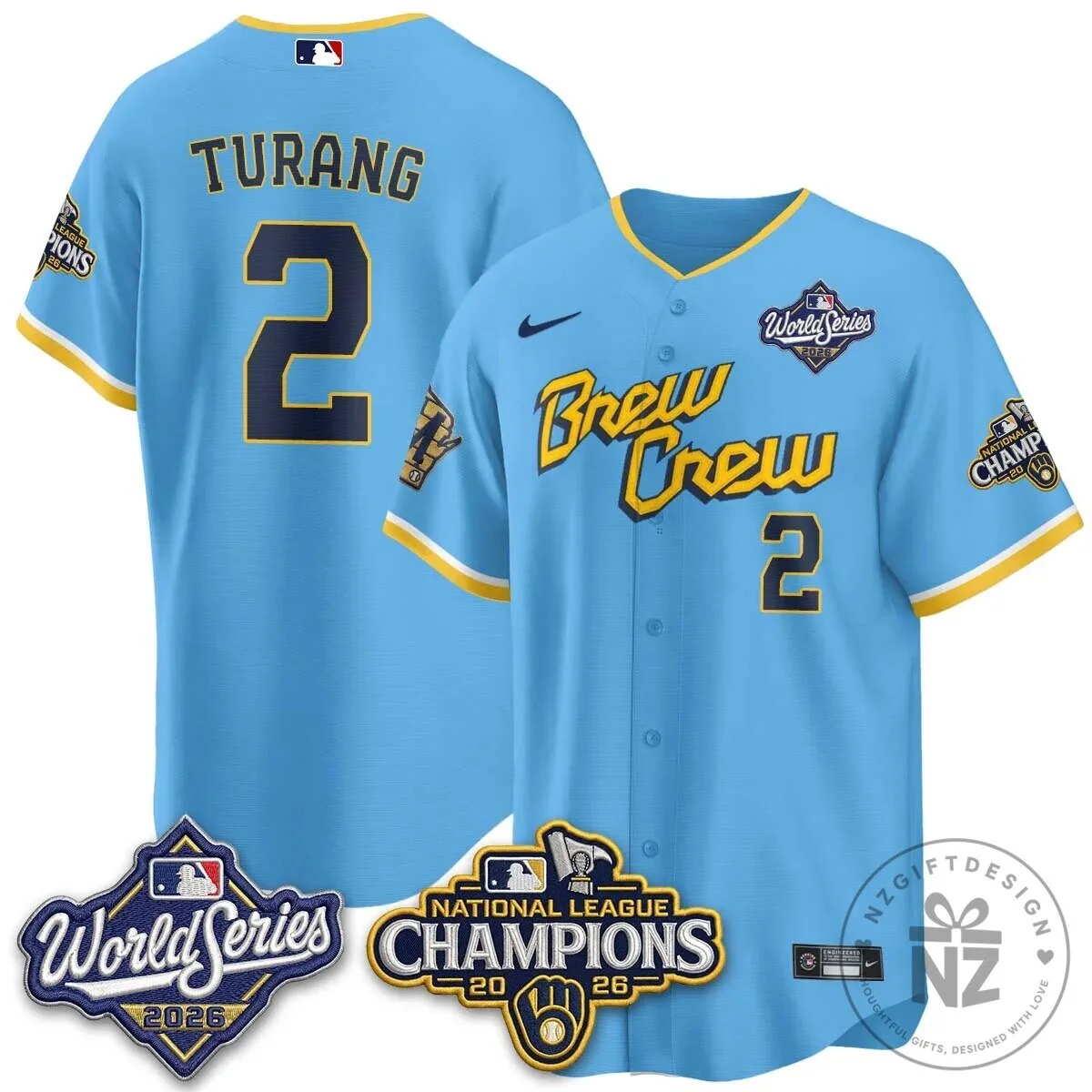 Milwaukee Brewers 2026 World Series National League Champions Baseball Jersey 69 Milwaukee Brewers 2026 World Series National League Champions Baseball Jersey