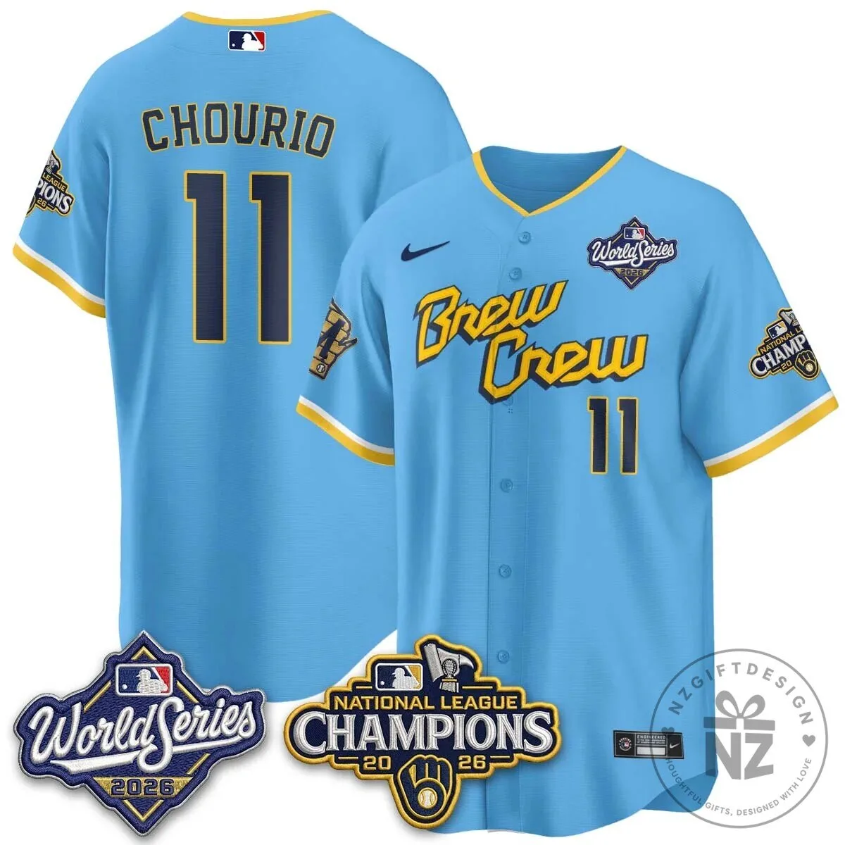 Milwaukee Brewers 2026 World Series National League Champions Baseball Jersey 70 Milwaukee Brewers 2026 World Series National League Champions Baseball Jersey