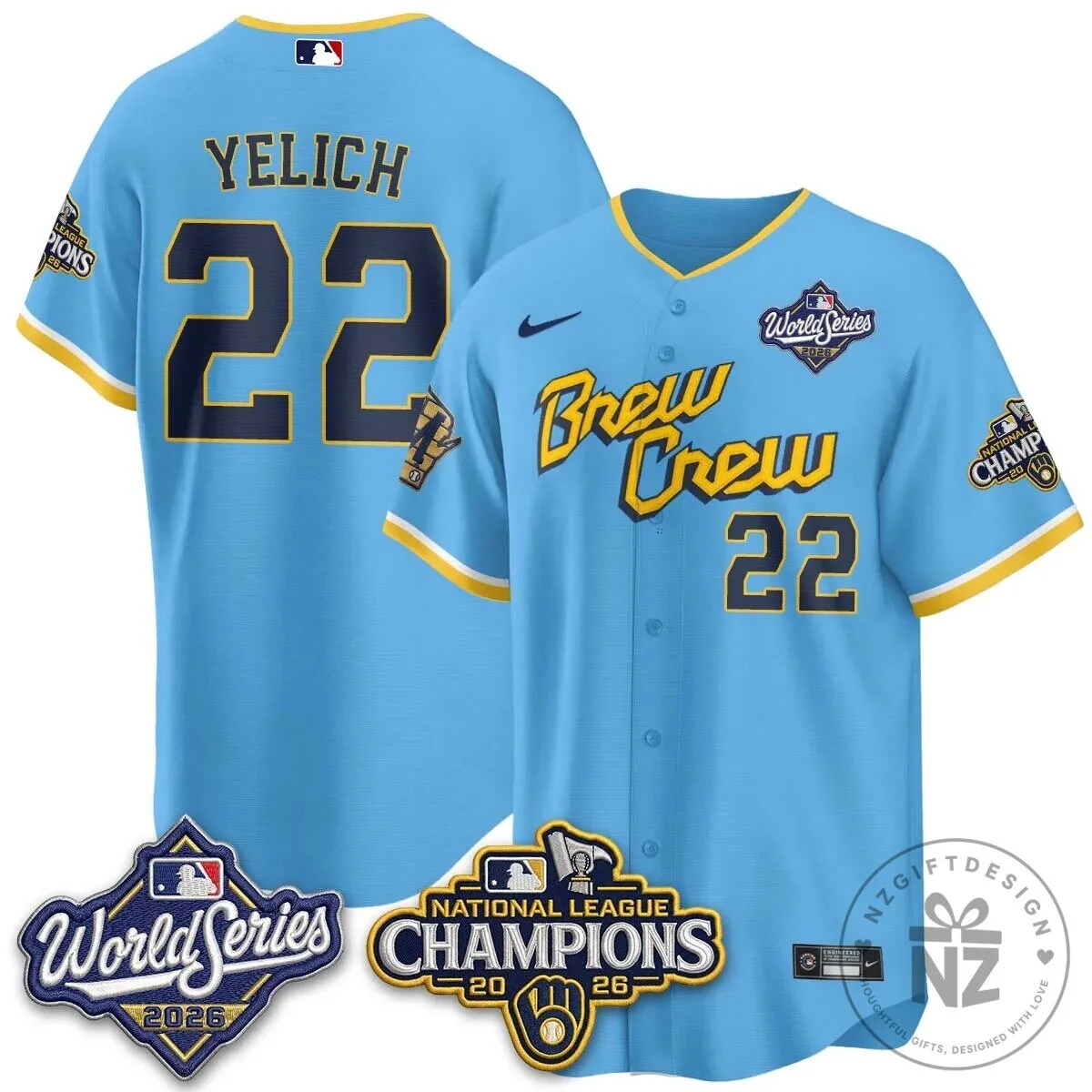 Milwaukee Brewers 2026 World Series National League Champions Baseball Jersey 72 Milwaukee Brewers 2026 World Series National League Champions Baseball Jersey