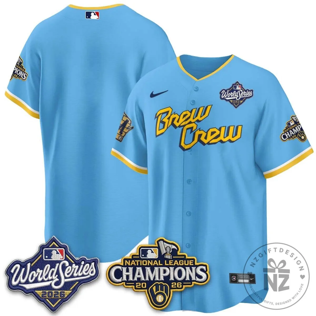 Milwaukee Brewers 2026 World Series National League Champions Baseball Jersey 73 Milwaukee Brewers 2026 World Series National League Champions Baseball Jersey