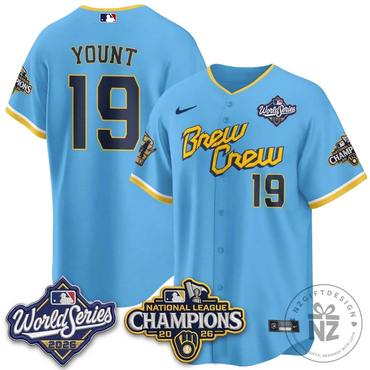 Milwaukee Brewers 2026 World Series National League Champions Baseball Jersey 75 Milwaukee Brewers 2026 World Series National League Champions Baseball Jersey