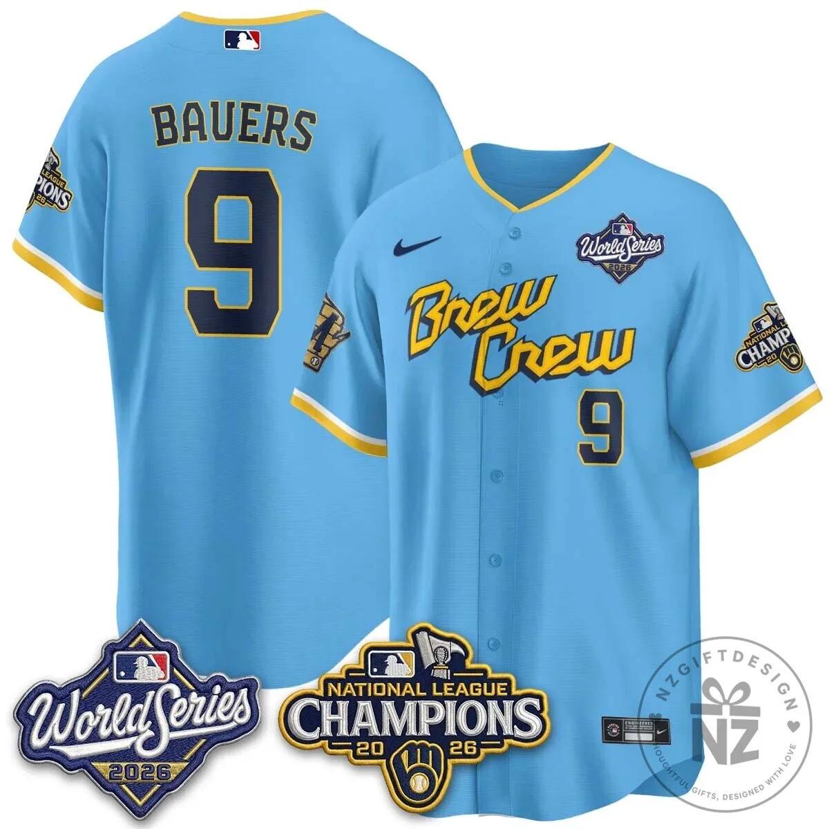 Milwaukee Brewers 2026 World Series National League Champions Baseball Jersey 76 Milwaukee Brewers 2026 World Series National League Champions Baseball Jersey