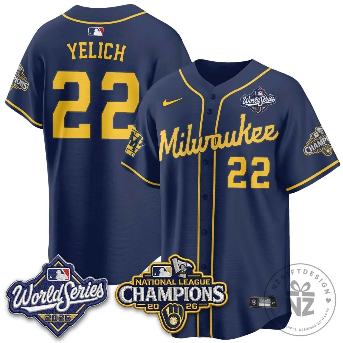 Milwaukee Brewers 2026 World Series National League Champions Baseball Jersey 82 Milwaukee Brewers 2026 World Series National League Champions Baseball Jersey