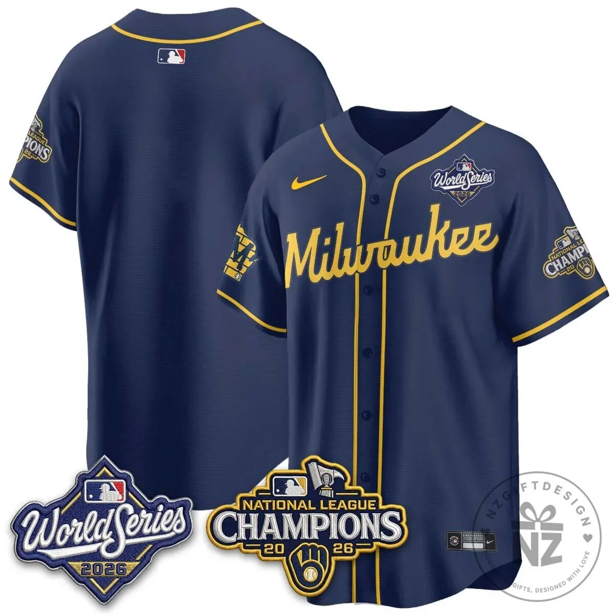 Milwaukee Brewers 2026 World Series National League Champions Baseball Jersey 83 Milwaukee Brewers 2026 World Series National League Champions Baseball Jersey
