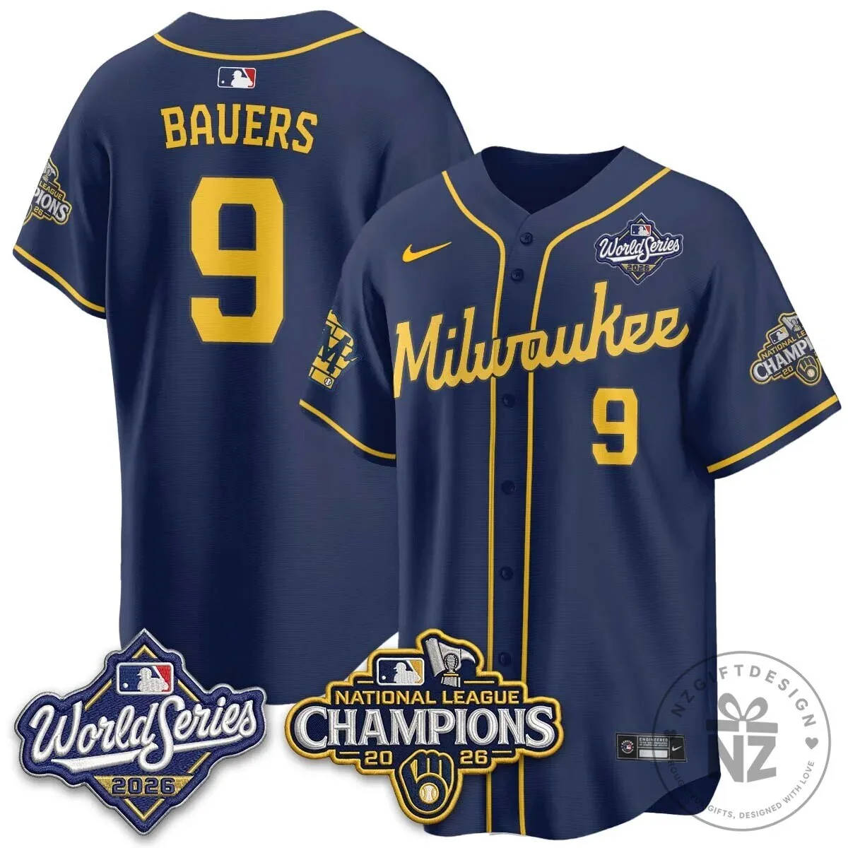 Milwaukee Brewers 2026 World Series National League Champions Baseball Jersey 86 Milwaukee Brewers 2026 World Series National League Champions Baseball Jersey