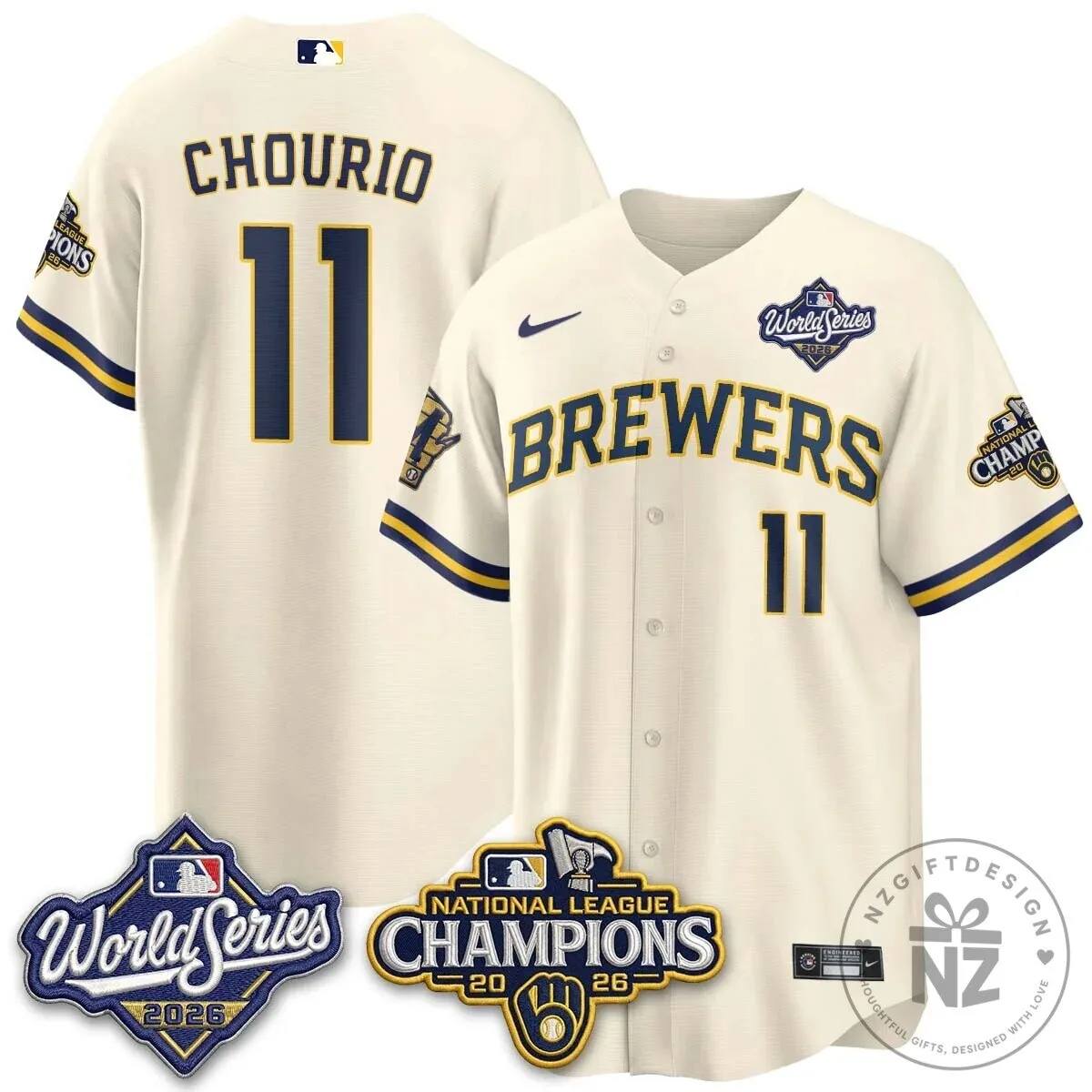 Milwaukee Brewers 2026 World Series National League Champions Baseball Jersey 92 Milwaukee Brewers 2026 World Series National League Champions Baseball Jersey