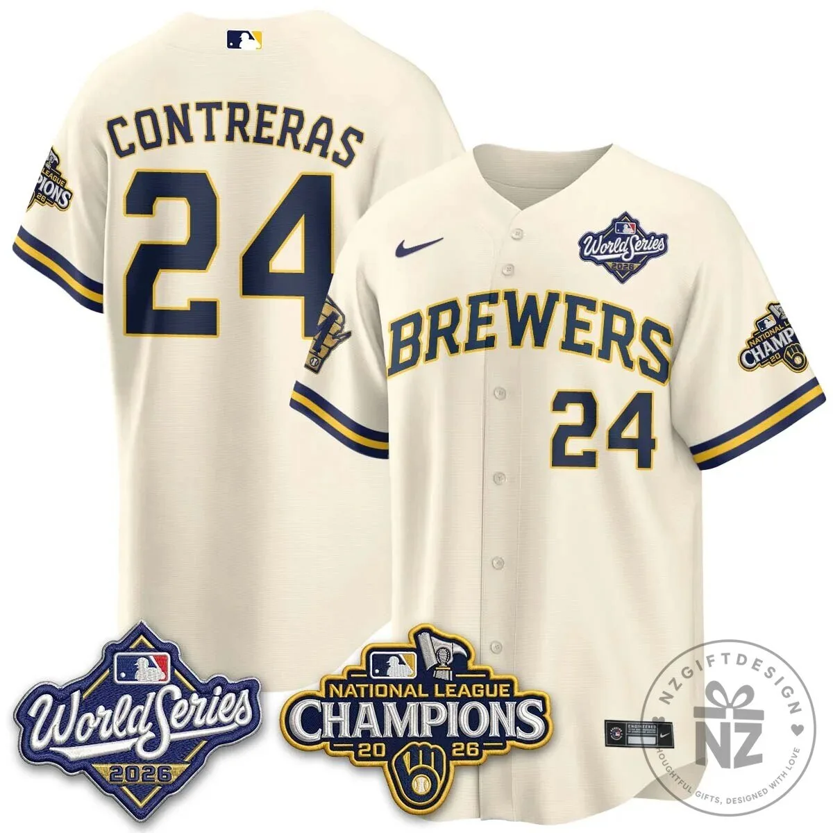 Milwaukee Brewers 2026 World Series National League Champions Baseball Jersey 93 Milwaukee Brewers 2026 World Series National League Champions Baseball Jersey