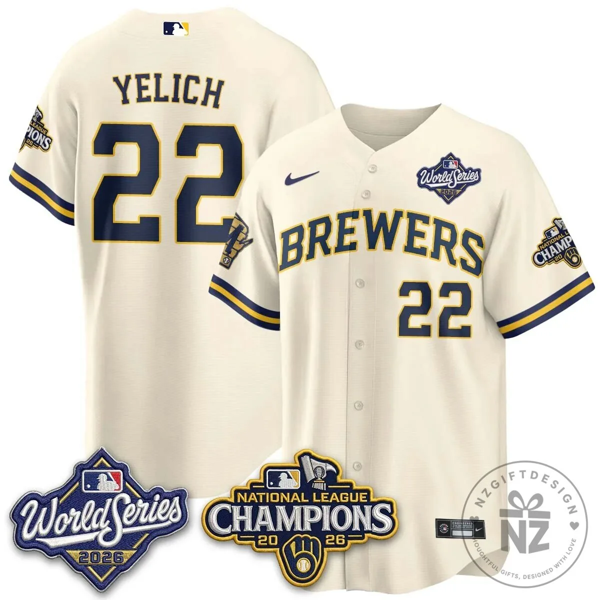 Milwaukee Brewers 2026 World Series National League Champions Baseball Jersey 94 Milwaukee Brewers 2026 World Series National League Champions Baseball Jersey