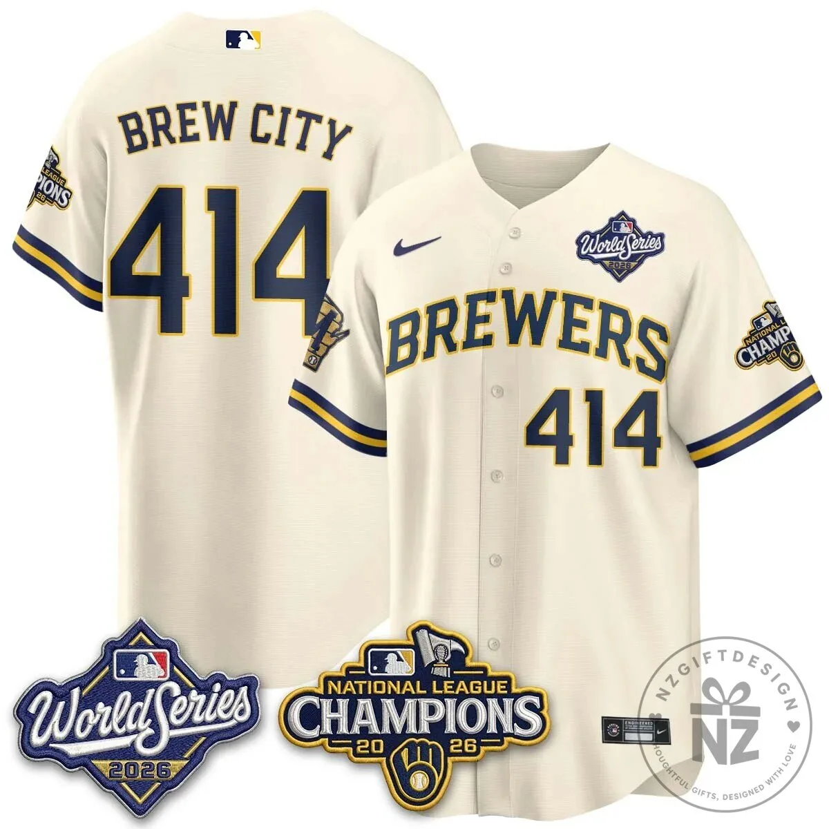 Milwaukee Brewers 2026 World Series National League Champions Baseball Jersey 100 Milwaukee Brewers 2026 World Series National League Champions Baseball Jersey