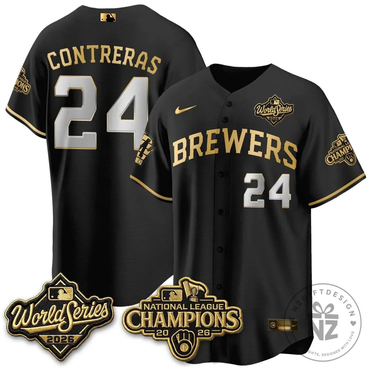 Milwaukee Brewers 2026 World Series National League Champions Baseball Jersey 104 Milwaukee Brewers 2026 World Series National League Champions Baseball Jersey
