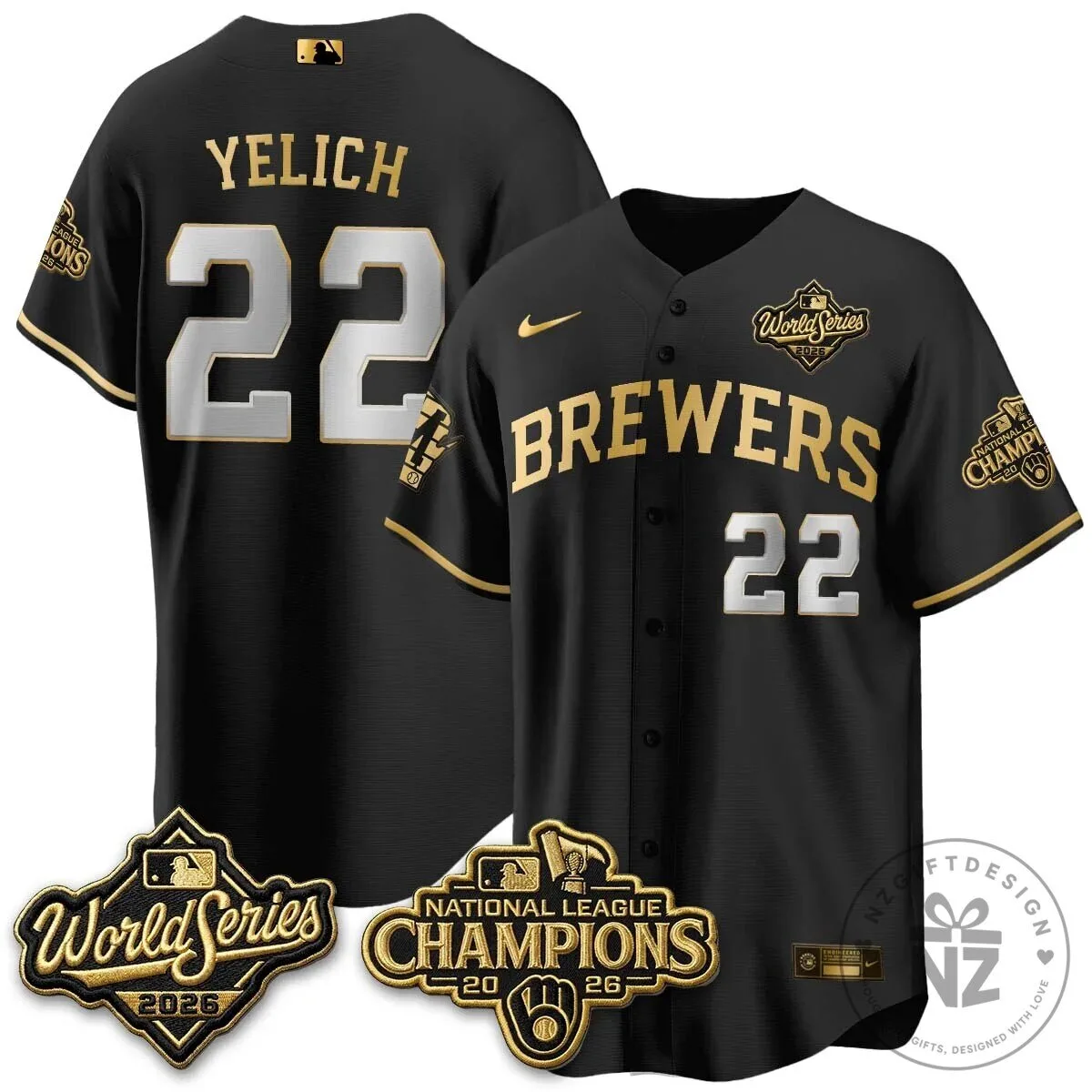Milwaukee Brewers 2026 World Series National League Champions Baseball Jersey 105 Milwaukee Brewers 2026 World Series National League Champions Baseball Jersey