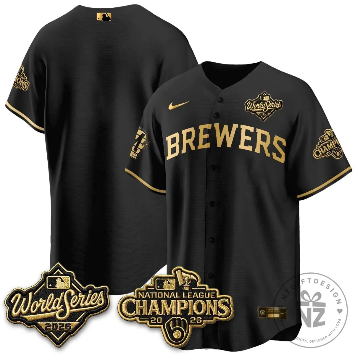 Milwaukee Brewers 2026 World Series National League Champions Baseball Jersey 106 Milwaukee Brewers 2026 World Series National League Champions Baseball Jersey
