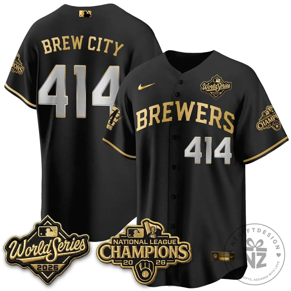 Milwaukee Brewers 2026 World Series National League Champions Baseball Jersey 111 Milwaukee Brewers 2026 World Series National League Champions Baseball Jersey