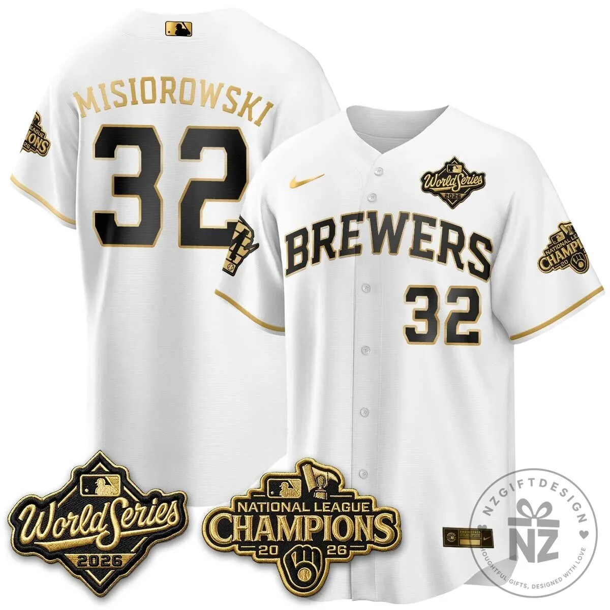 Milwaukee Brewers 2026 World Series National League Champions Baseball Jersey 113 Milwaukee Brewers 2026 World Series National League Champions Baseball Jersey