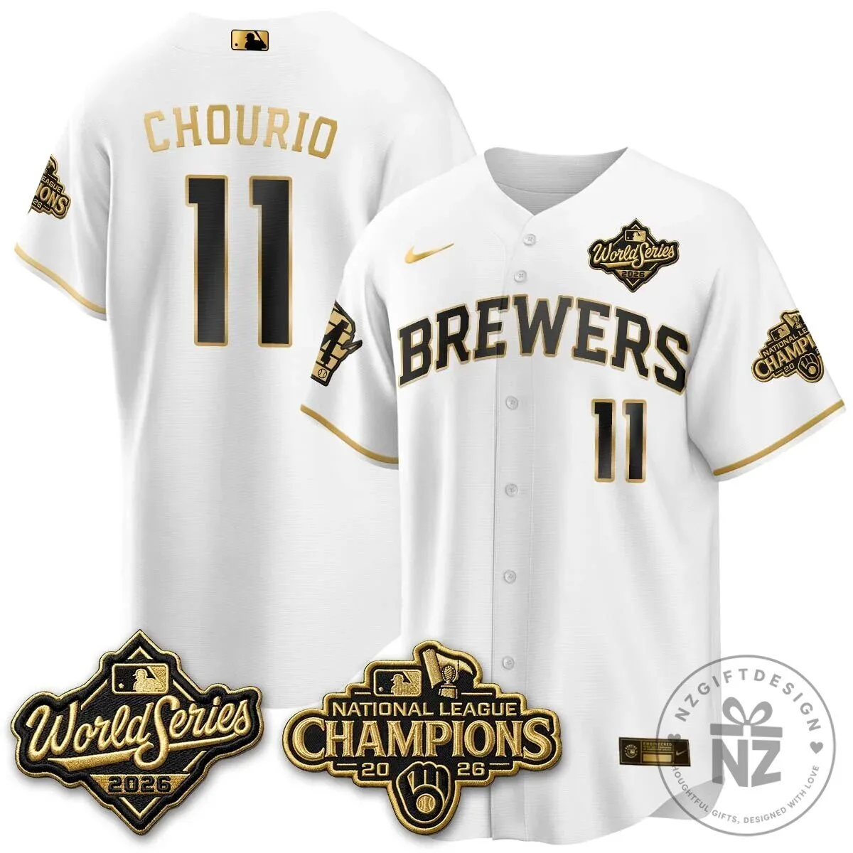 Milwaukee Brewers 2026 World Series National League Champions Baseball Jersey 115 Milwaukee Brewers 2026 World Series National League Champions Baseball Jersey