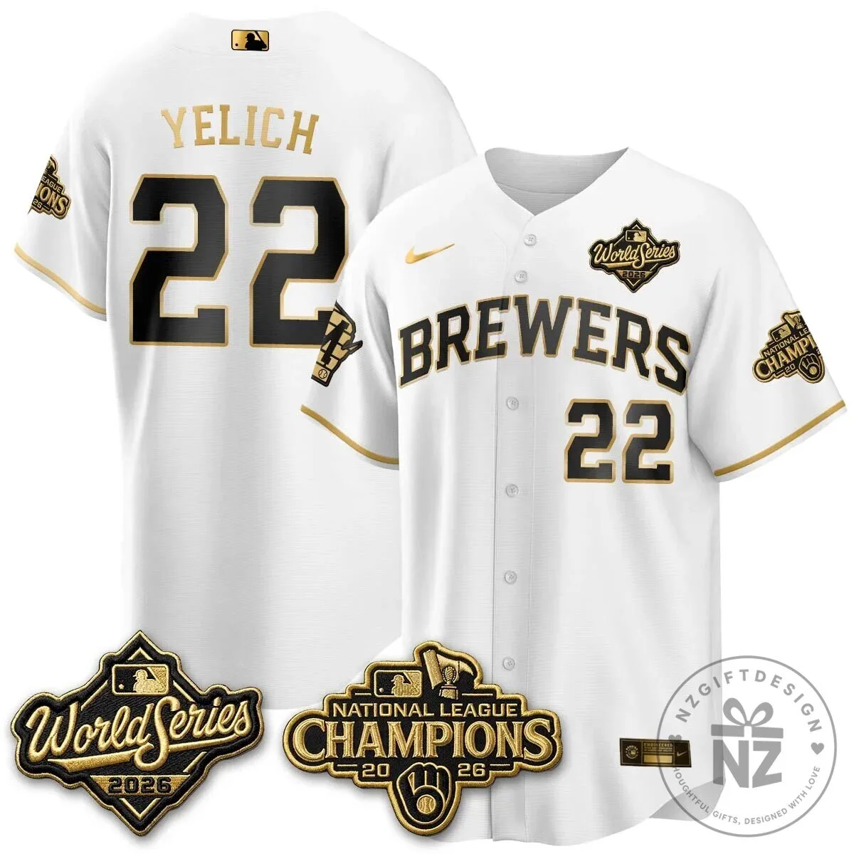 Milwaukee Brewers 2026 World Series National League Champions Baseball Jersey 117 Milwaukee Brewers 2026 World Series National League Champions Baseball Jersey