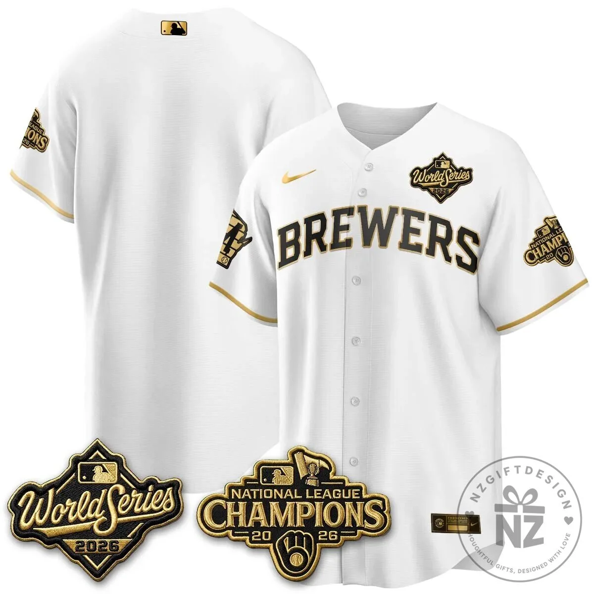 Milwaukee Brewers 2026 World Series National League Champions Baseball Jersey 118 Milwaukee Brewers 2026 World Series National League Champions Baseball Jersey