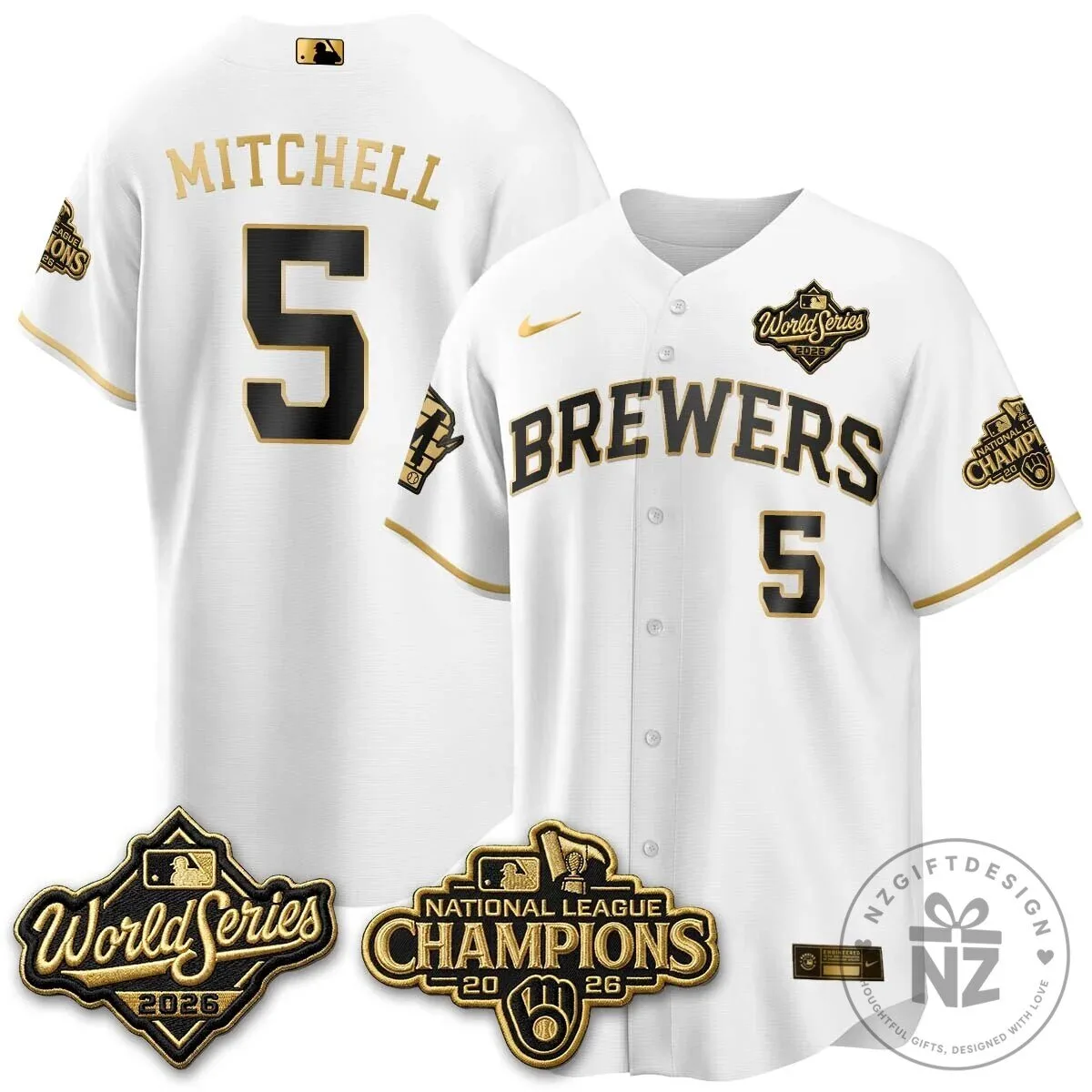Milwaukee Brewers 2026 World Series National League Champions Baseball Jersey 122 Milwaukee Brewers 2026 World Series National League Champions Baseball Jersey