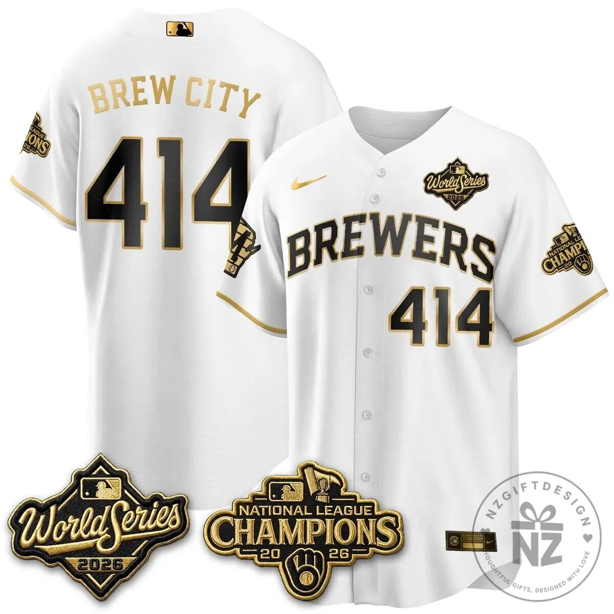 Milwaukee Brewers 2026 World Series National League Champions Baseball Jersey 123 Milwaukee Brewers 2026 World Series National League Champions Baseball Jersey