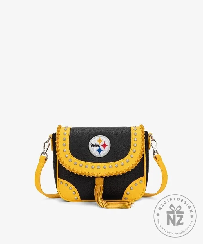 Pittsburgh Steelers Studded Fringe Flap Crossbody Bag 7 Pittsburgh Steelers Studded Fringe Flap Crossbody Bag