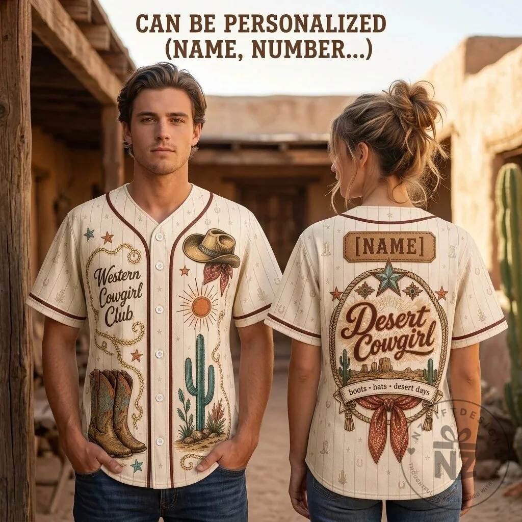 Desert Cowgirl Baseball Jersey – Personalized Western Cowgirl Club Athletic Shirt