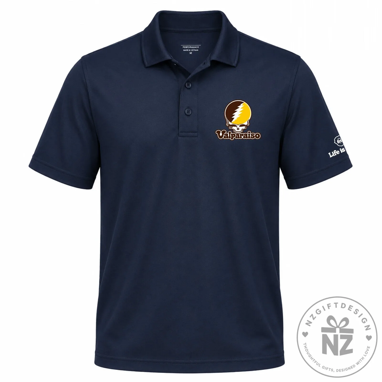 Valparaiso University Steal Your Face Grateful Dead Inspired Polo Shirt 7 Valparaiso University Steal Your Face Grateful Dead Inspired Polo Shirt