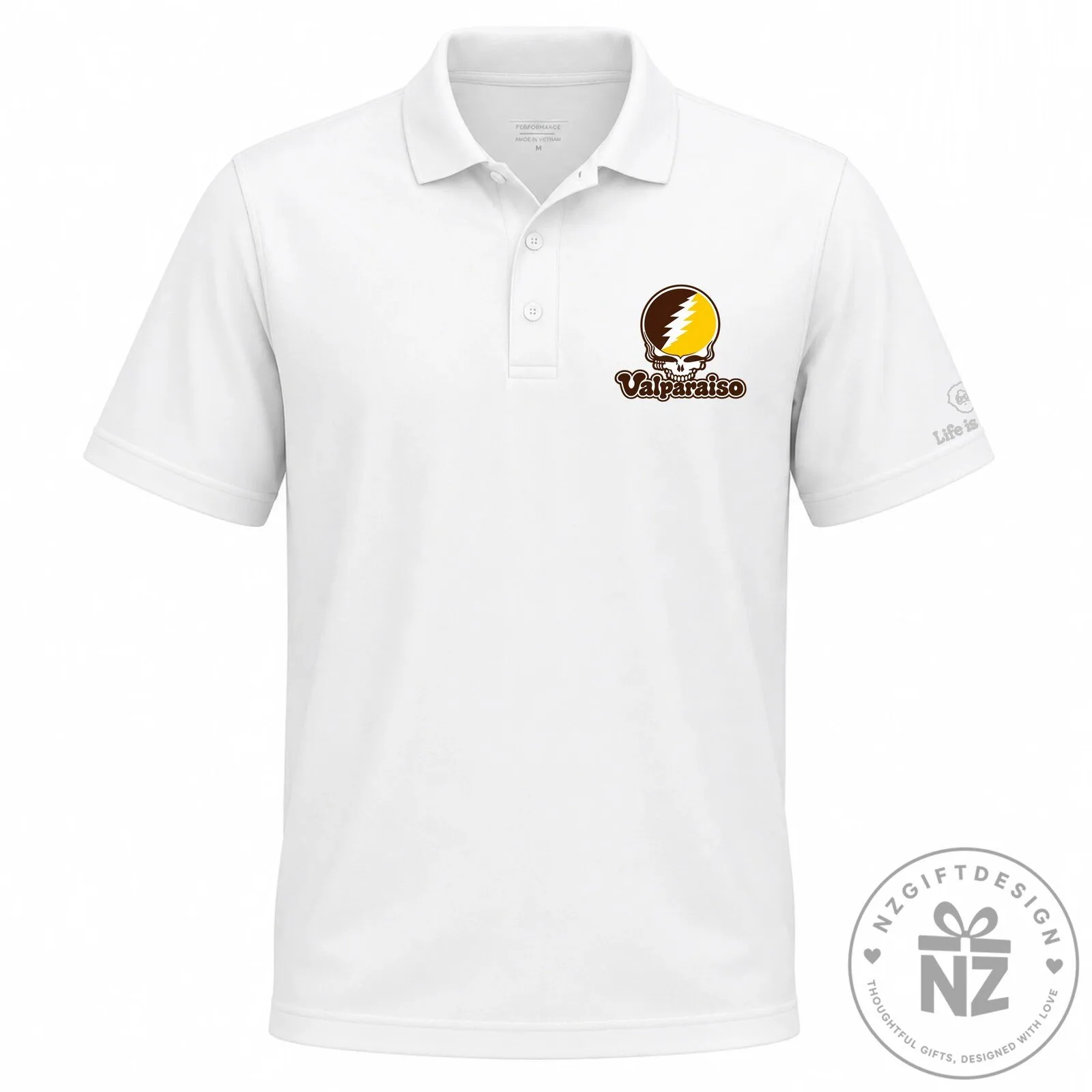 Valparaiso University Steal Your Face Grateful Dead Inspired Polo Shirt 9 Valparaiso University Steal Your Face Grateful Dead Inspired Polo Shirt