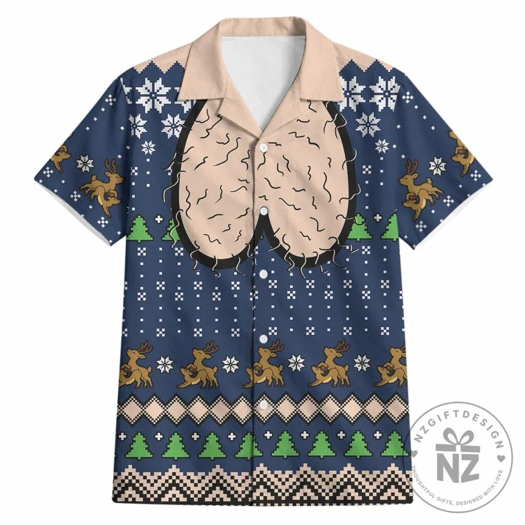 Hairy Balls Christmas Ugly Sweater Style Hawaiian Shirt